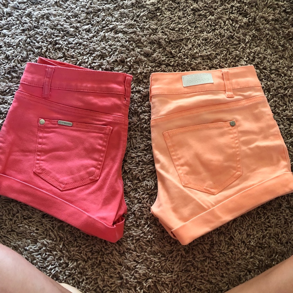 Two pairs of colored Jean shorts!!